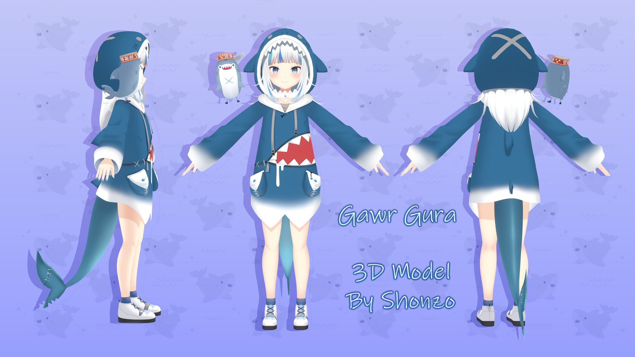 Shonzo 💼Working On Commissions💼 on Twitter: "Gawr Gura 3D model done