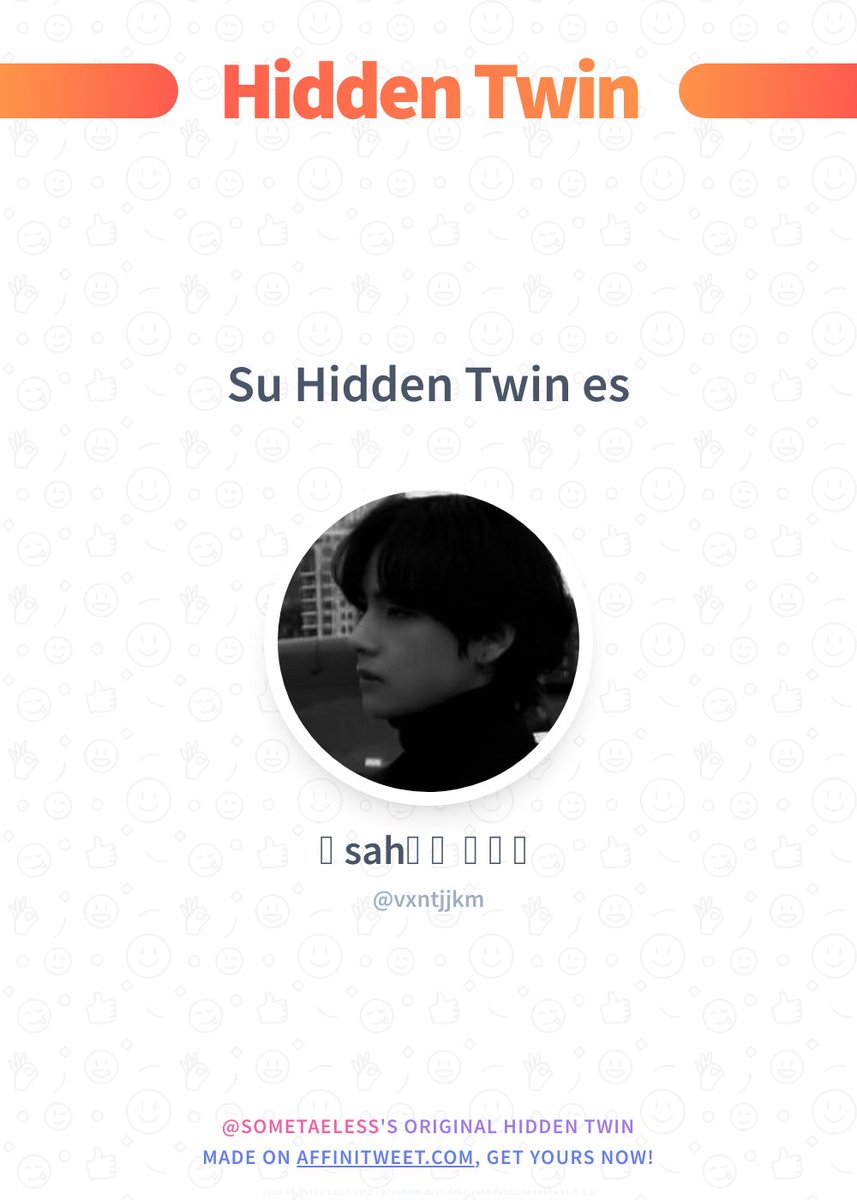 ✨ Hidden Twin

vxntjjkm es mi gemelo secreto 😱
¡Descubre quién es el tuyo!

➡️ affinitweet.com/hidden-twin