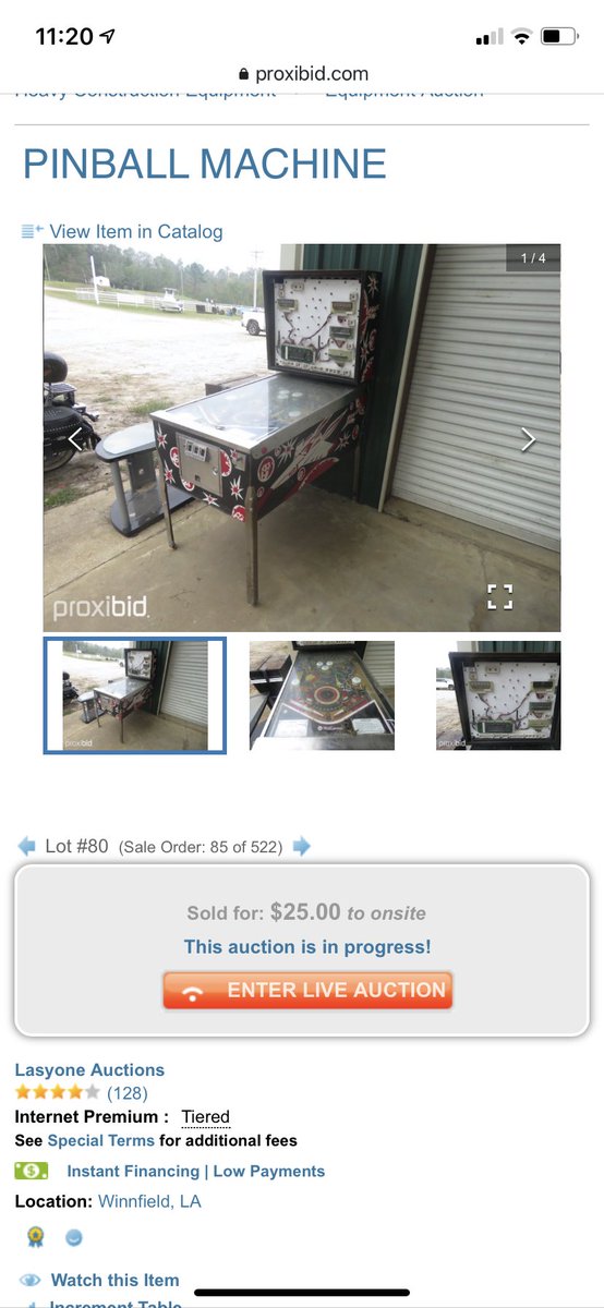 Pinball_Doc's tweet image. Who says you can’t get a good deal on pinball machines anymore? How about a Williams Stellar Wars for $25!! Sold this morning at a heavy equipment auction in  Louisiana.  Be ahead of the auction PinballPrices.com #pinball