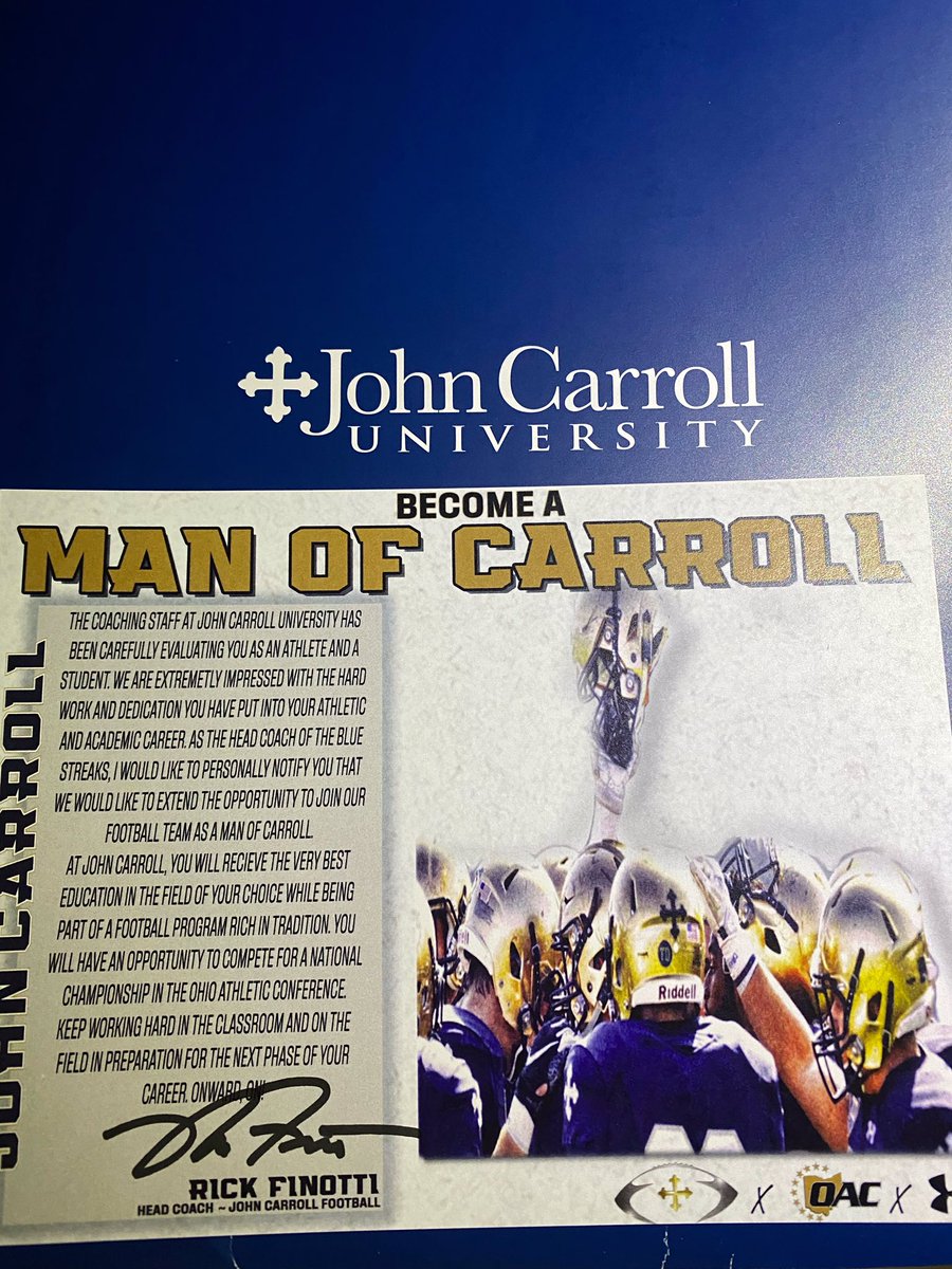 Bryfrashuer's tweet photo. i am very very excited and pleased to have received a roster spot from @JCUFootball special thank you to @CoachCopeJCU go blue streaks! https://t.co/xsv4VEymHh