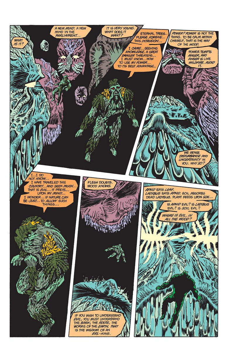 The Parliament of tree would be introduced not long after and they would play a vocal role in a lot of major Swamp Thing stories from then on out, these guys and the green are some of the most important concepts from the run and honestly let's go over who this inspired LATER NOW.