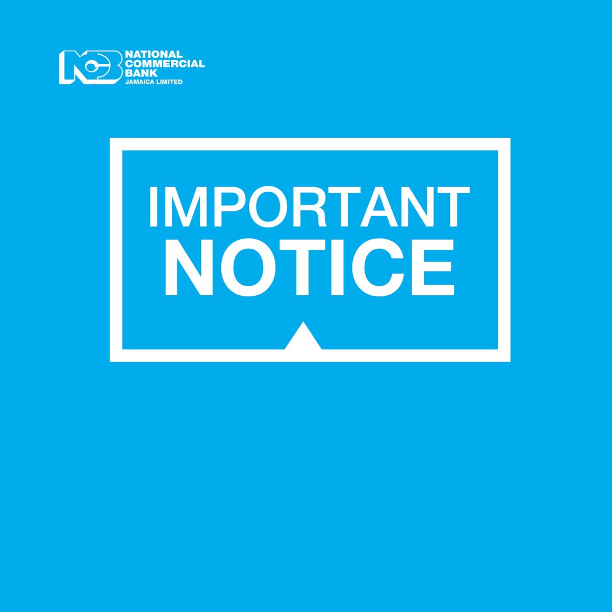 ncbja's tweet photo. Our ABM and Debit Card Services are currently unavailable due to a technical issue. Our team is working to resolve this issue as soon as possible.
We apologize for any inconvenience caused. We will provide an update as soon as the issue has been resolved.
#ncbupdate https://t.co/JxYPkHGilg