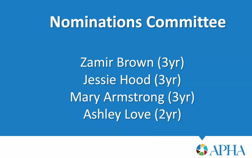 PublicHealth's tweet photo. Congratulations to everyone elected to office during today’s #APHA2020 Governing Council meeting! We appreciate your service and dedication to public health and the Association. 🙌 https://t.co/JkLs9kmfoz