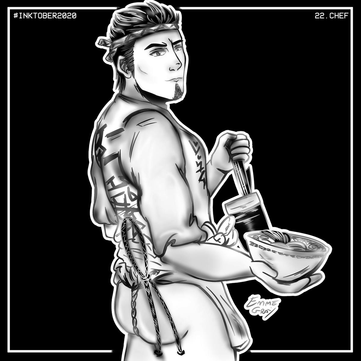 Emme_Gray's tweet photo. #inktober2020 - day 22 Chef 🍜
Let's be honest... Yakuza 5 got the BEST costume for Kiryu don't you agreed? 
.
🐲 Made with Clip Studio Paint
🌸 HD version on my DevianArt
⛩ Merch available in my RB shop
.
#inktober #inktoberchef #chef #ryugagotoku #yakuza #yakuzalikeadragon https://t.co/yoWDSrwK3B