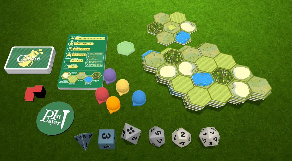 randyzero's tweet photo. Doing #SPIELdigital this weekend? Try out "Roll In One" on @TabletopiaGames for free! Quick and casual dice golfing for 1-5 players. When you're done, back it on Kickstarter. #screenshotsaturday https://t.co/nchSqnD536 https://t.co/CzwztnslJo