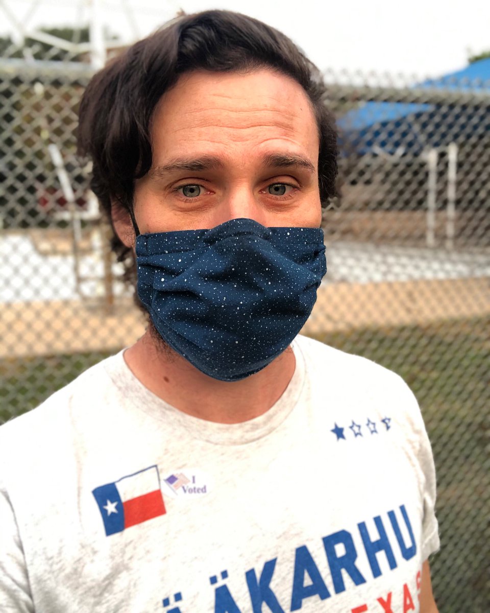 TheLifeofThane's tweet photo. After multiple failed attempts to get a mail in ballot, we drove 2k miles and did what our forefathers intended. Proud to be a part of another #TexasBlueWave. Thank you to all the volunteers. Let’s end voter suppression across the country together! https://t.co/5LihQrhSQD