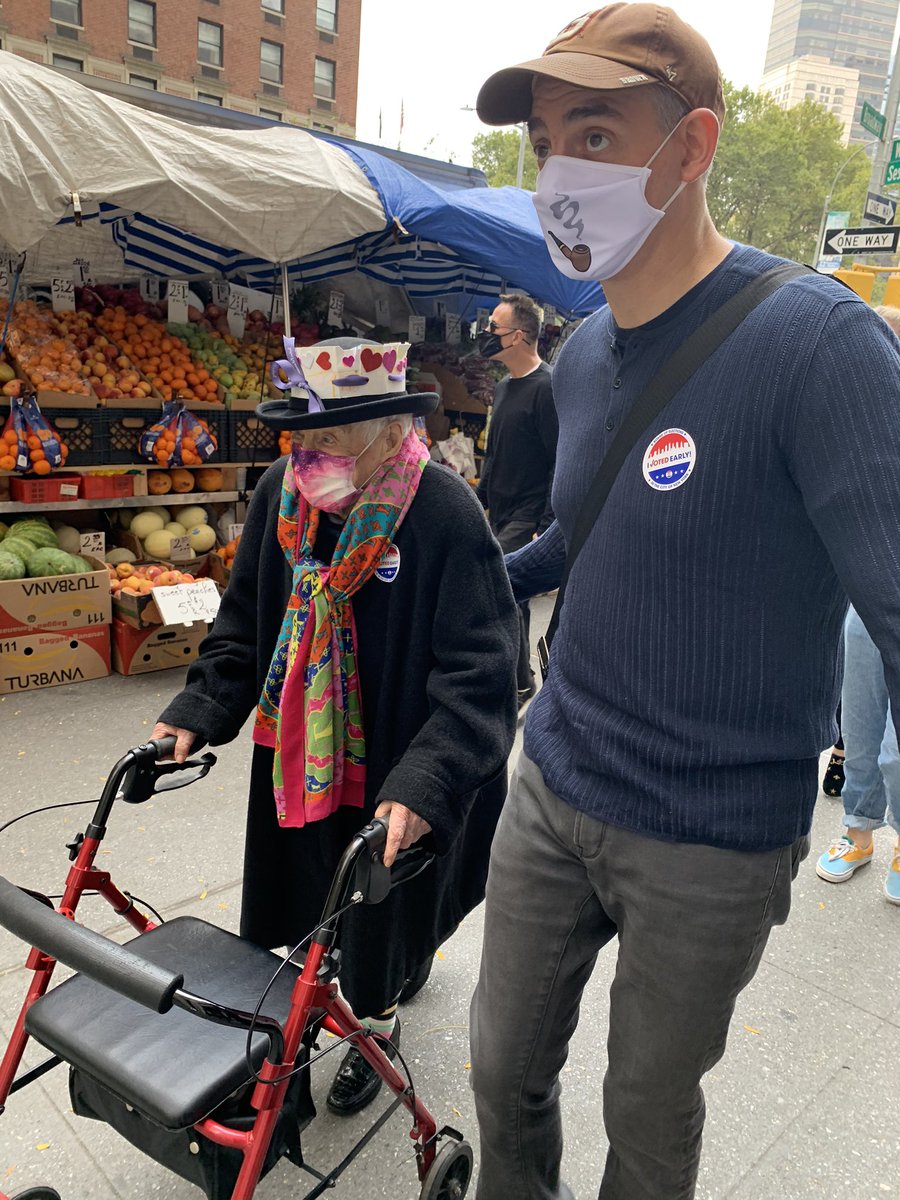 People along Broadway cheered Ruth, now wearing her “I VOTED EARLY IN THE CITY OF NEW YORK” sticker. You could hear the claps for up and down the blocks.