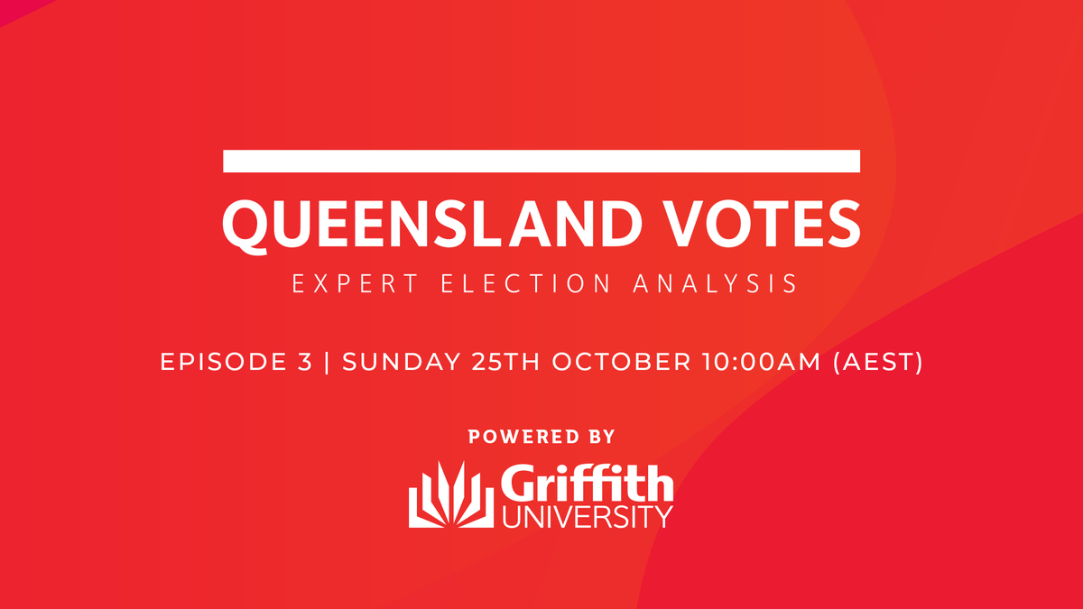 Griffith_Uni's tweet photo. Professor Sue Harris Rimmer @FemInt, Dr @TraceyArklay and Dr Elise Stephenson @EliseInTheWoods from @GriffithBiz are LIVE on YouTube NOW to analyse week three of the Queensland election campaign: https://t.co/aaXYwYXCMK #QLDpol #QLDvotes https://t.co/zKJpXf2lXs