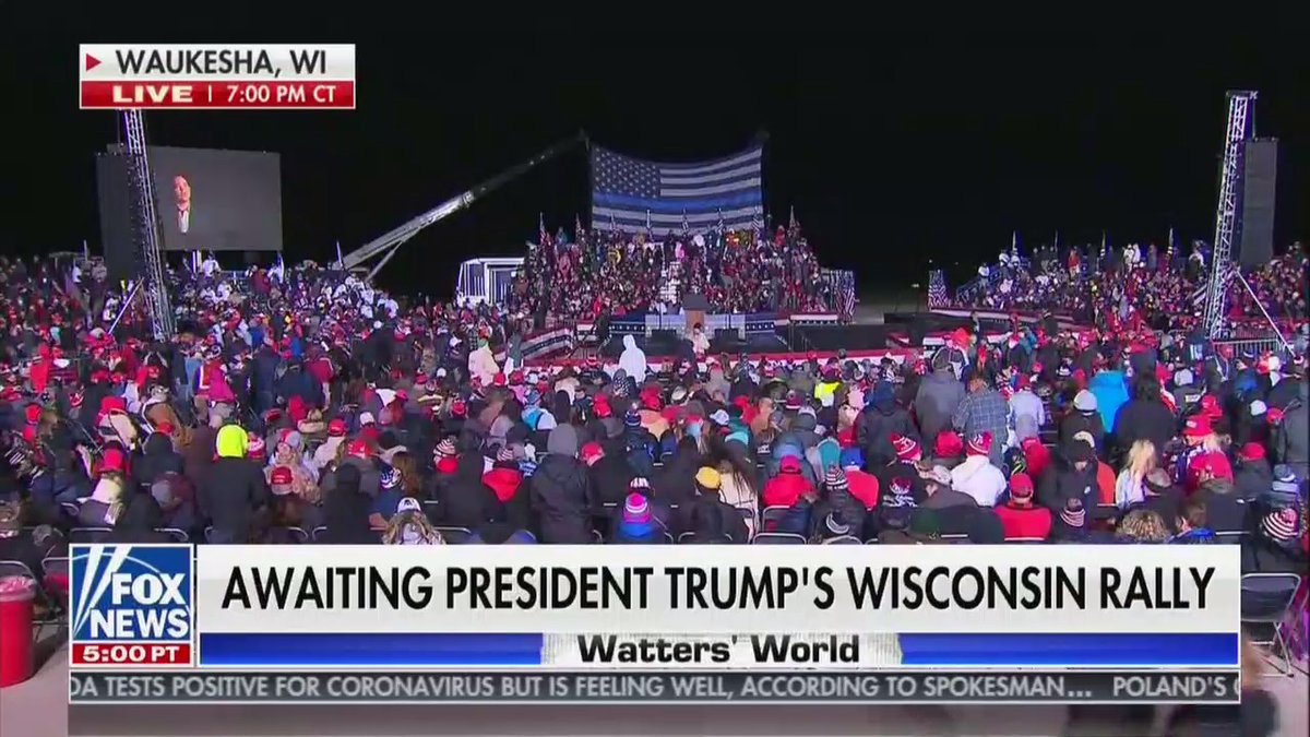 Trump will deliver a pandemic speech (that makes a mockery of public health precautions) in front of a thin blue line flag in Waukesha, Wisconsin, tonight