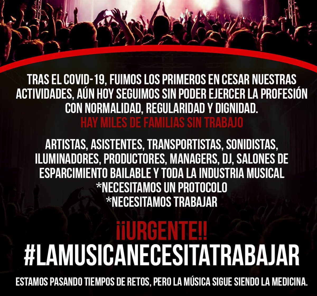 amedosmilveinte's tweet image. ✨URGENTE✨
*Necesitamos un protocolo 
*Necesitamos trabajar
#LAMUSICANECESITATRABAJAR 
  LAMUSICANESECITATRABAJAR
@radiomitre @LosAngeles_ok @canal26noticias @canal9oficial  @CronicaHD @TV_Publica @telefenoticias @noticiAmerica @Intrusos @Intratables @Cadena3Com @CNNArgentina