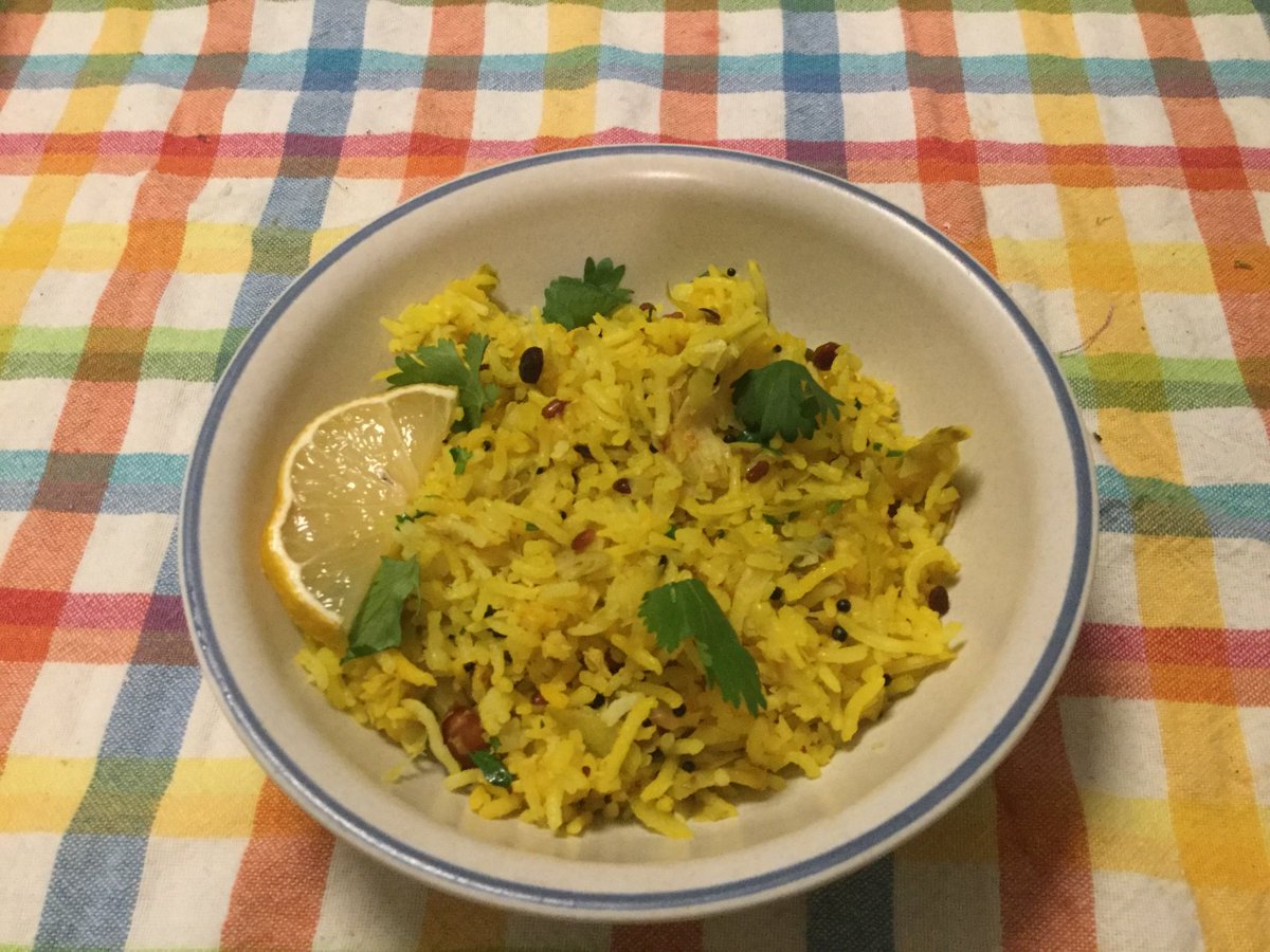 JCDille's tweet photo. Made Raw Mango Rice tonight.  Great stuff.  #hebbarskitchen https://t.co/lMhoDqZ1qb