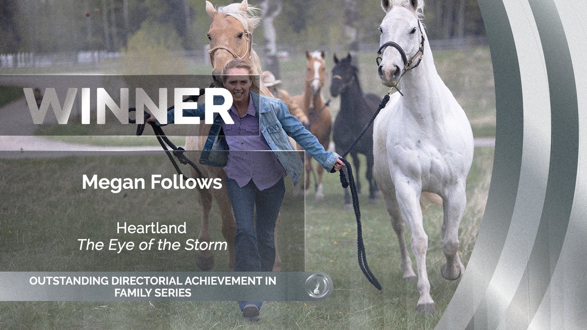 The winner of Outstanding Directorial Achievement in Family Series is <a href="/Meg_Follows/">Megan Follows</a> – <a href="/HeartlandOnCBC/">Heartland</a>, The Eye of the Storm. #DGCAwards #DGCTalent #Heartland