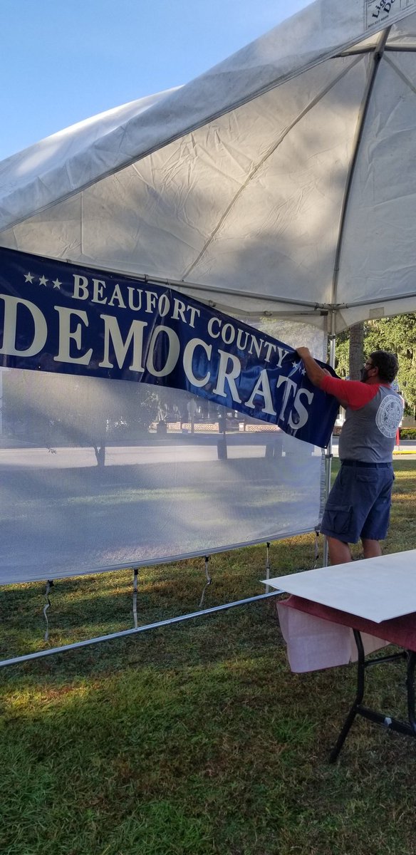 Never in my wildest daydreams did I imagine I would take a photo like this. 
My dad, a USMC veteran, and lifelong R voter, hanging this sign, and talking about the Dem candidates on the ballot this year. 
Something is happening in SC.