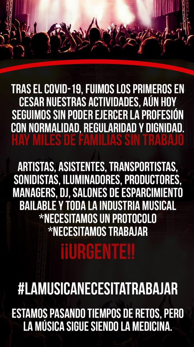 2_tonos's tweet image. ✨URGENTE✨
*Necesitamos un protocolo 
*Necesitamos trabajar
#LAMUSICANECESITATRABAJAR 
  LAMUSICANESECITATRABAJAR
@radiomitre @LosAngeles_ok @canal26noticias @canal9oficial  @CronicaHD @TV_Publica @telefenoticias @noticiAmerica @Intrusos @Intratables @Cadena3Com @CNNArgentina