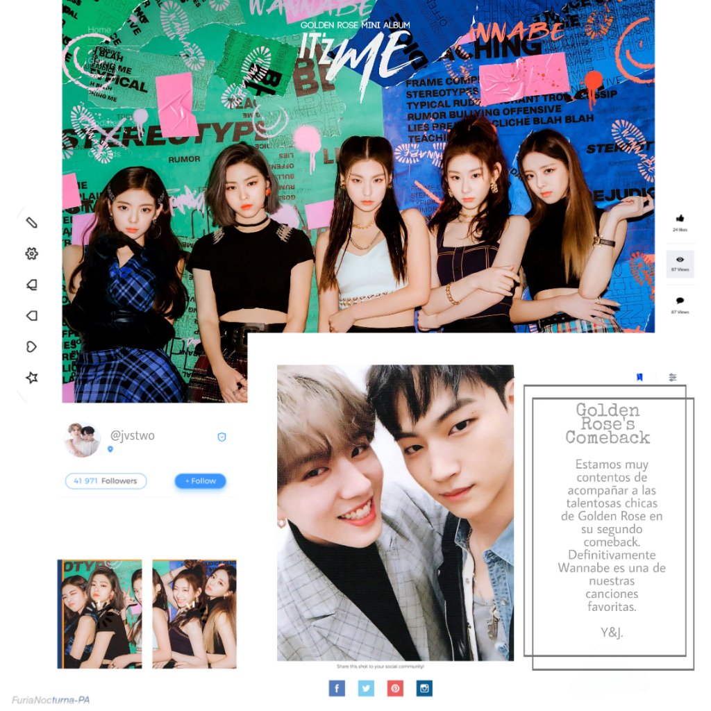 jvstwo's tweet photo. Golden Rose Comeback;
Estamos muy contentos de poder acompañar a este grupo de chicas súper talentosas en su comeback, sin duda Wannabe será agregada a nuestras listas de reproducción. Muchas gracias por la invitación y ¡felicitaciones! 

Y&amp;J.

#WANNABE_GOLDENROSE #GOLD3NROS3 https://t.co/TaRrCcEt5T