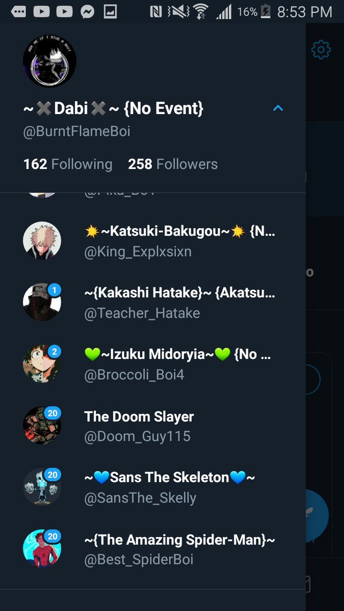 //all of my account's.