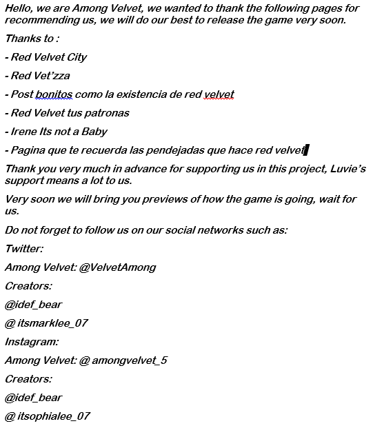 Among Velvet tweet media