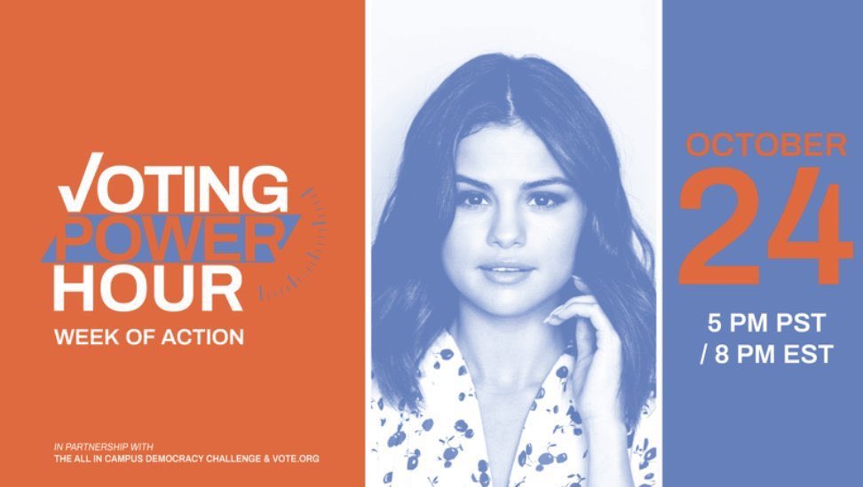 allintovote's tweet photo. And that’s all folks! Thank you @selenagomez + Damien Chazelle for hosting tonight with @LoudLuxury.
Thank you everyone who joined and sent out texts-we texted over 11 THOUSAND people tonight! 🤯 We couldn’t have done this without all of you. #VotingPowerHour #allintovote #vote https://t.co/RkgzB0C9JE
