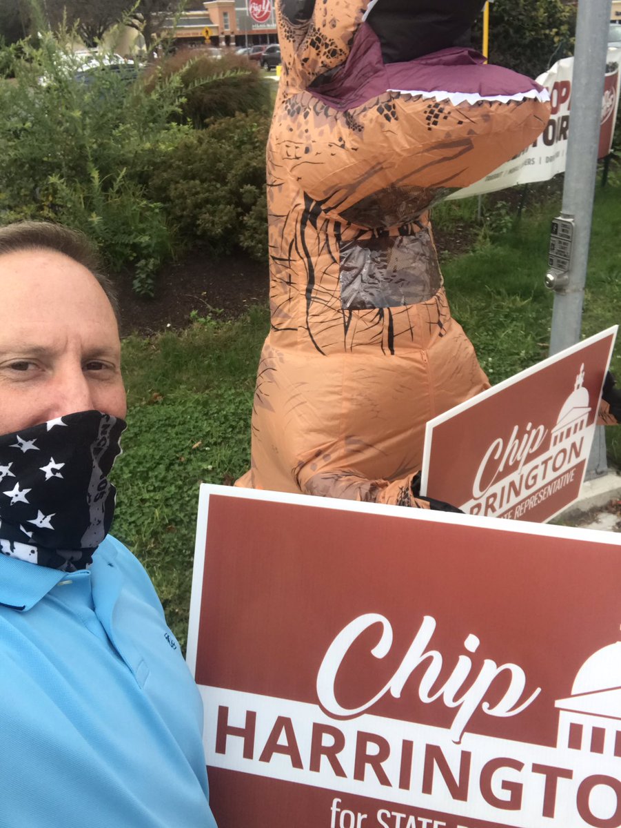 ChipH207's tweet photo. Best part of today was hanging with T-Rex on the campaign trail. 🇺🇸 https://t.co/kNA5OOd3ZN