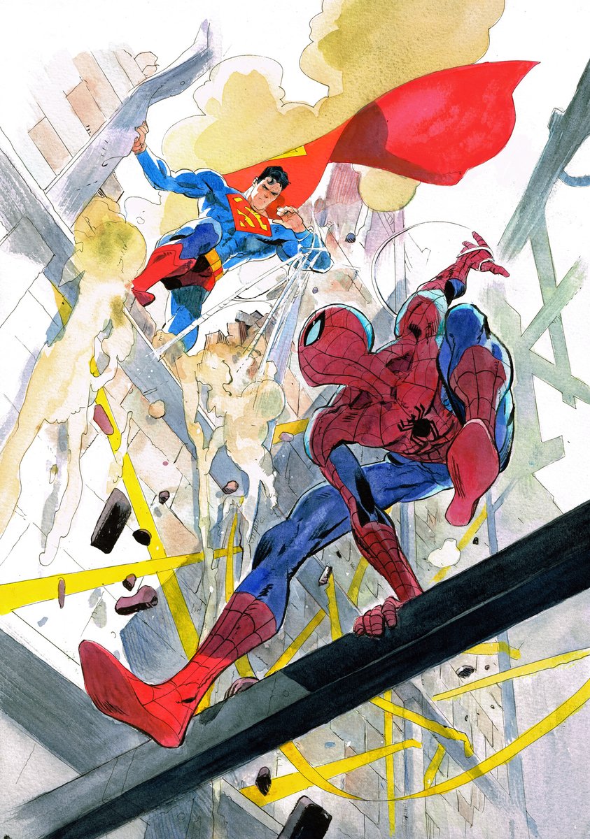 Matías Bergara on X: #spiderman vs #superman Commission - inks,  watercolors, etc t.coSDHyMhw6nD  X