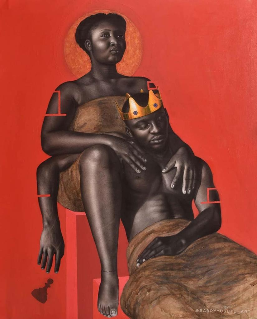 TraScapades's tweet photo. ❤👑🎨#ArtIsAWeapon 
#Artist: @barryyusufu_art
Tittle: The King Maker II
Medium: Charcoal, Acrylic, Colored pencils &amp; Coffee stains on Canvas.
#Blackartists #BlackArt 
#art #pencildrawing #pencilartist #africa  #TraScapades  #BlackGirlArtGeeks
https://t.co/F5rDiJNLbr https://t.co/PoEJoqUANQ