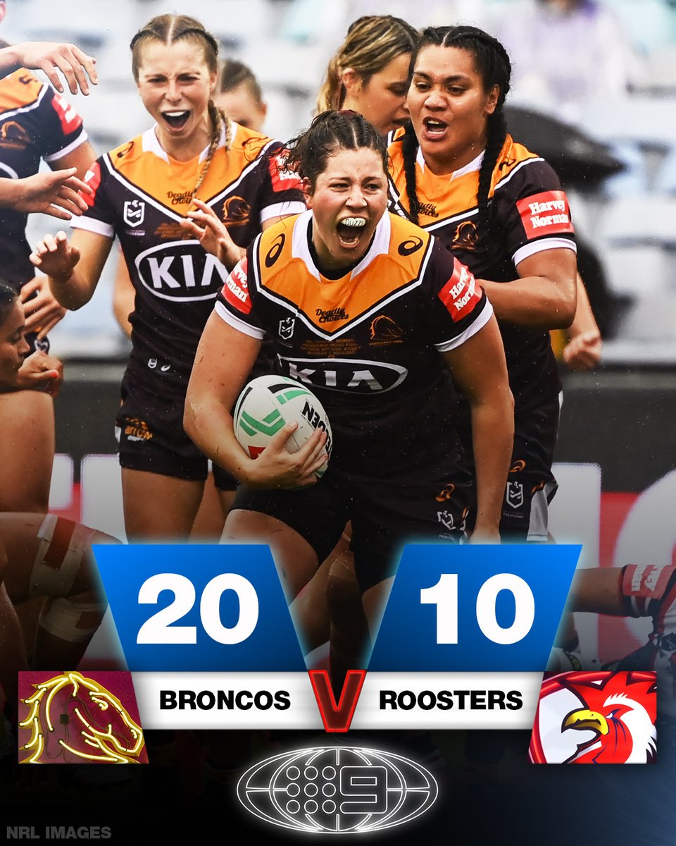 🏆THREE-TIME CHAMPIONS!🏆

The Broncos hold off a fiery Roosters side in tough conditions to claim their THIRD title in as many years!😎

Congratulations Brisbane!🏉

#NRLWGF #9WWOS #NRLW #NRLWBroncosRoosters