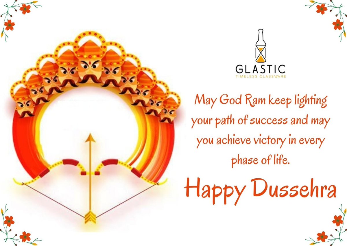 GlasticGlobal's tweet image. May God Ram keep lighting your path of success and may you achieve victory in every phase of life.
Connect With Us!
#Glastic #Dussehra #HappyDussehra #Glassbottles #GlassJars #MadeInIndia #VocalForLocal