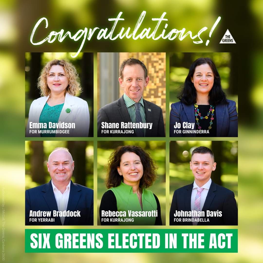 PeterWMurphy1's tweet photo. Dear @GreensACT,
Congratulations! Six members!
๐๐๐๐๐๐
#ACTVotes2020 #ACTvotes https://t.co/TOzXmBvgjb