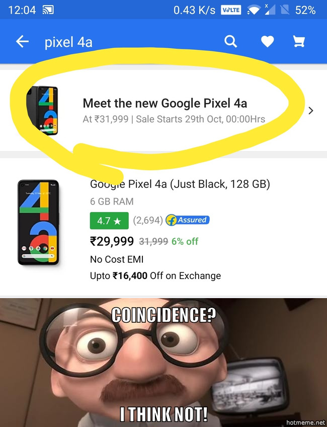Why you're not able to order. According to #flipkart Why should you buy the phone for 30k when you can buy for 32k 😂 #pixel4a #flipkartfail