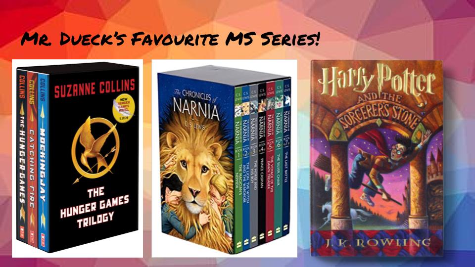 MrRileyDueck's tweet photo. Next week I'll be sharing my favourite #MiddleGrade books with my students. Even if I wasn't a teacher, it would be a favourite genre.
What are some of your favourites?
#Literacy
@KeklaMagoon @gordonkorman #KitPearson @jk_rowling @AlanGratz @JerrySpinelli1 @SuzanneCollins1 https://t.co/rPa9wi9YFd