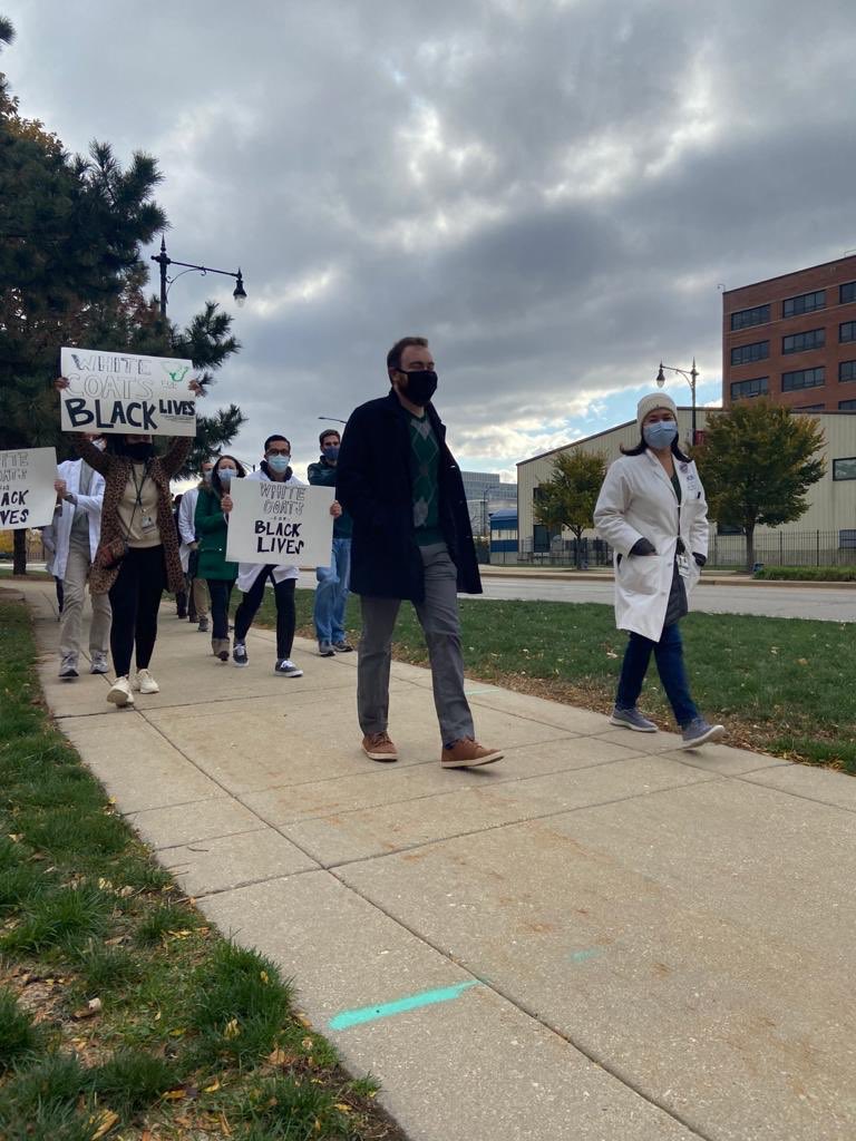 RushDISC's tweet photo. #blacklivesmatter solidarity walk with #rushsurgery residents, attendings and PD.

Dismantling #systemicracism in #medicine and our community will require a focused, persistent and collaborative action. And we’re here for that. https://t.co/rx1kRJCORl