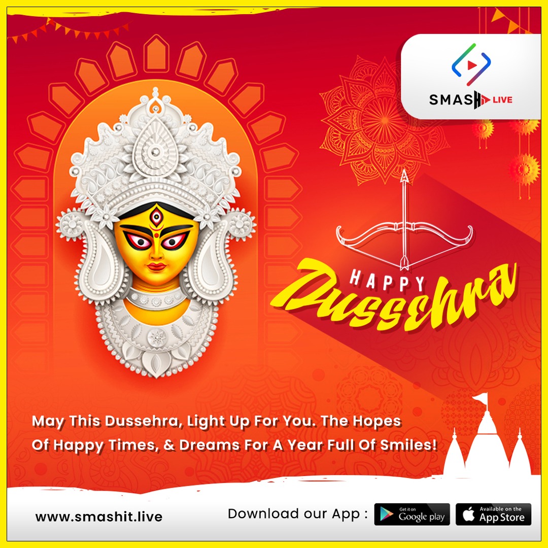 smashit_live's tweet photo. May Goddess Durga shower her choicest wishes over you and remove all evil obstacles in your life. Happy Dussehra!

Get the Smashit Live App Now! 
https://t.co/BZm163kAAp

#SmashitLive, #shortvideosharingapp, #videosharingapp, #videosharingplatform, #videosharingappDownload https://t.co/SeeiliMTwV