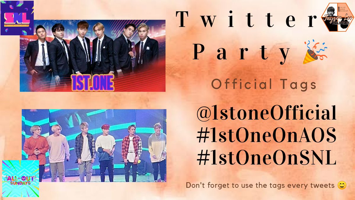 JaysonLeePH's tweet photo. Goodmorning ForOne(s). Twitter Party starts now!  Don't forget to watch 1ST. ONE on All Out Sundays and Sunday Noontime Live at 12nn 💗

See you on twitter https://t.co/X0dAyUwZk0, Let's make it trend! 💗

Official Tags:
@1stoneOfficial
#1stOneOnAOS
#1stOneOnSNL https://t.co/kyxURzagrq