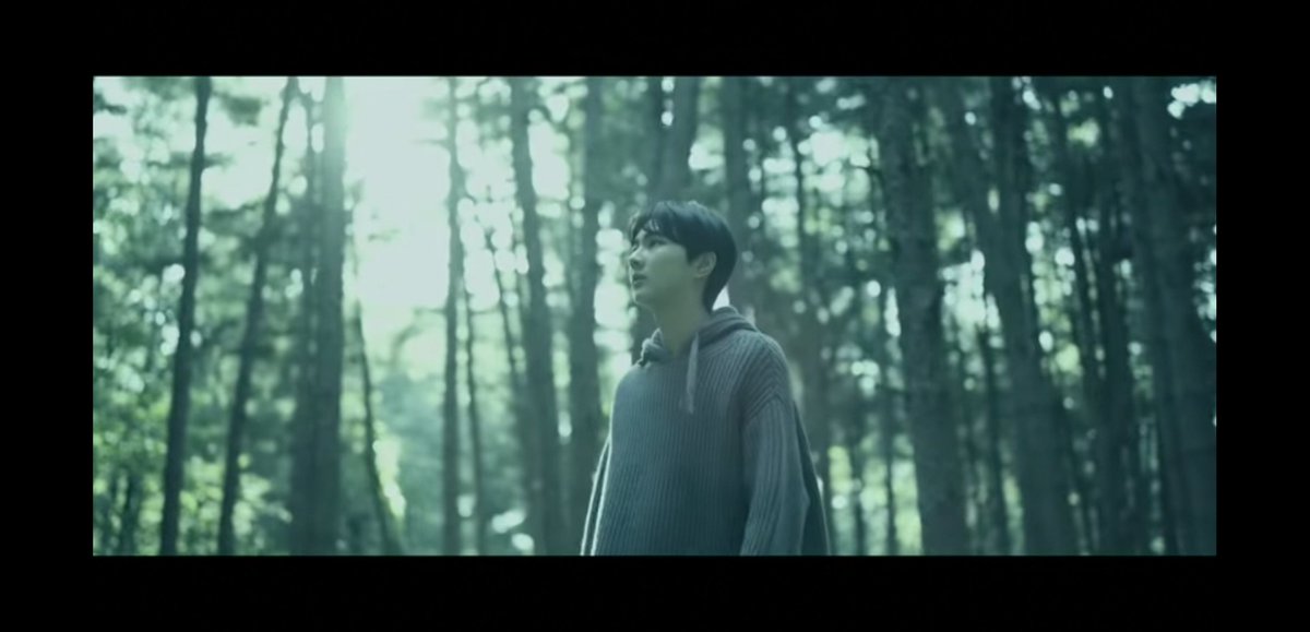 JUNGWON:In the first scene, Jungwon is seen walking in the forest. Feeling lost and keeps looking at his back. It seems like he is running away from something that chases after him. Maybe he saw how Jake bit Ni-ki and Jake is after him. +