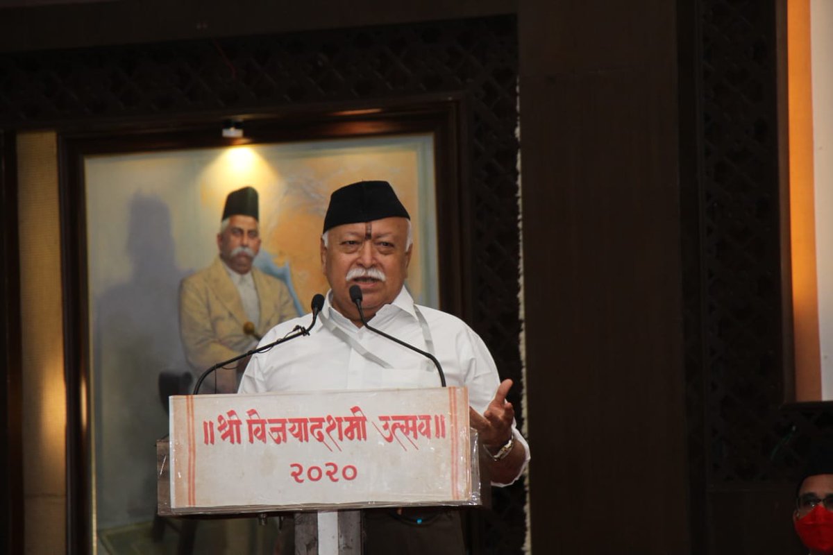 "Many of our traditional habits pertaining to cleanliness and hygiene, healthy lifestyle and strengthening immunity with the science of Ayurveda also proved to be useful in the fight against Corona." Mohanji Bhagwat.  #RSSVijayaDashami