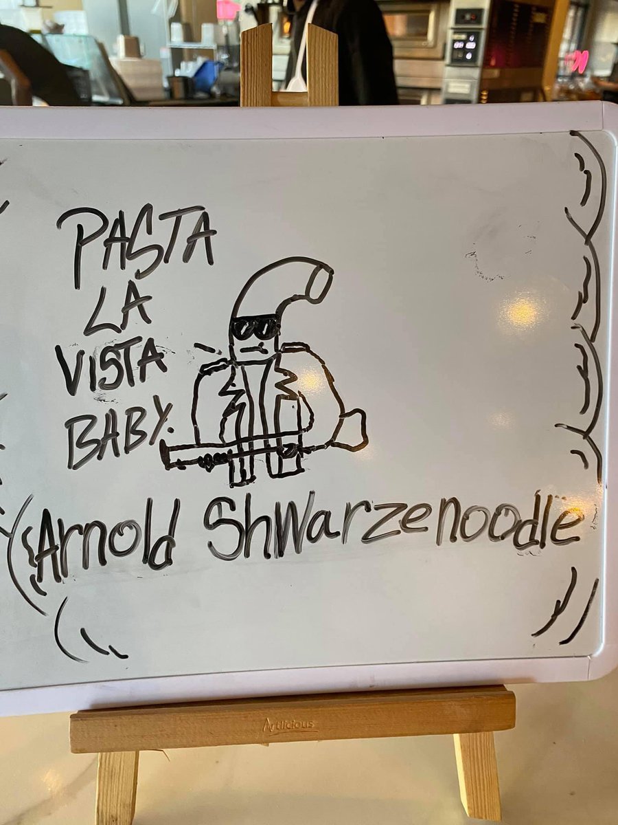 cozmodiva's tweet photo. Hey @Schwarzenegger, do you know about this? Speedy recovery, love and humor to you from the #BOHPastaPizza team in Houston.
#HoustonFans #Schwarzenoodle #Schwarzenegger #FoodPorn @Ben_McPherson https://t.co/gPMQo6bjgn