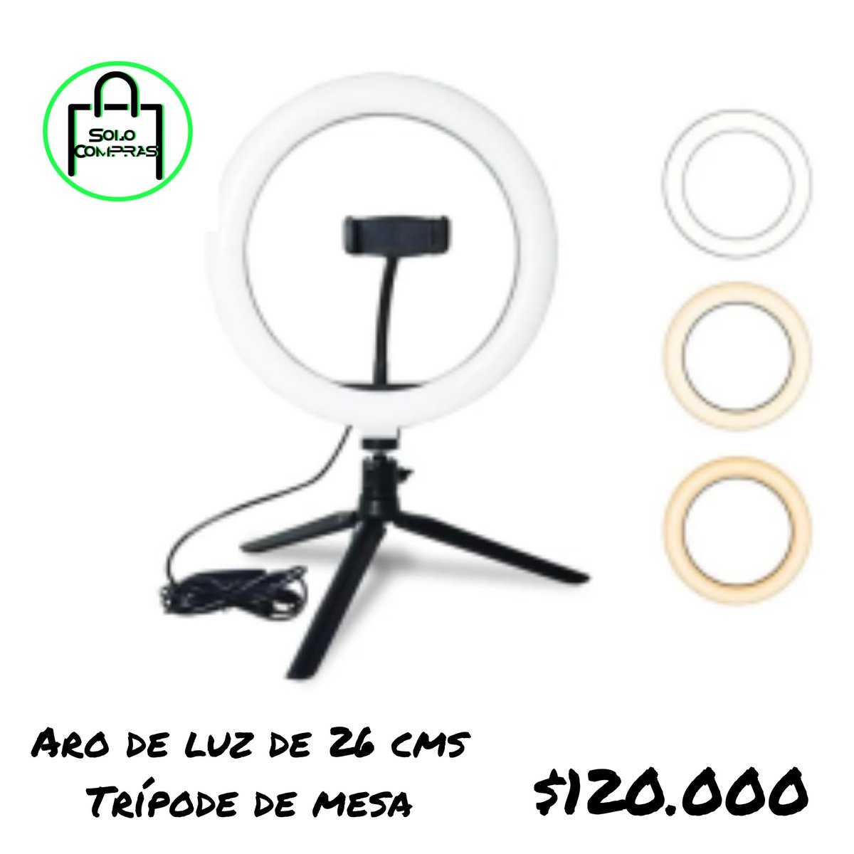 solo_compras's tweet photo. Aros de luz de varios tamaños, disponibles con precio de lanzamiento. https://t.co/taHvBN35rA