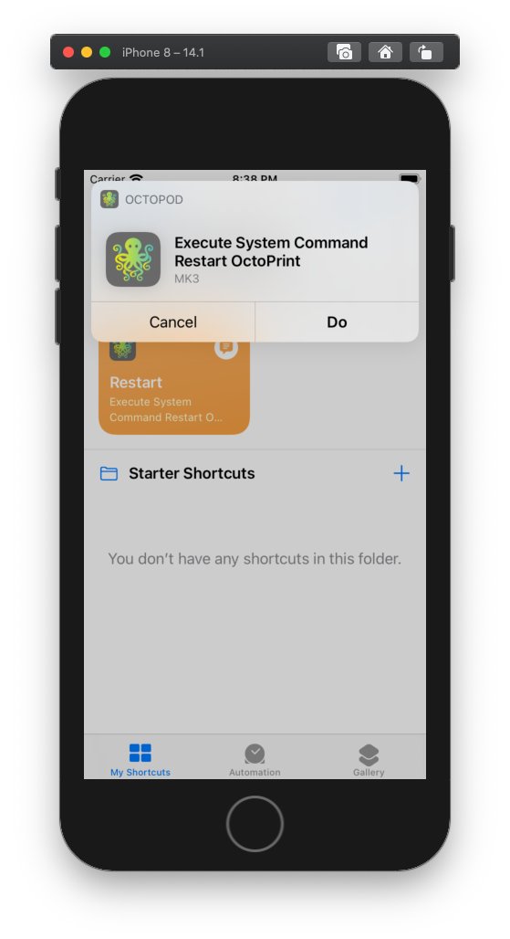 OctoPodPrint's tweet photo. "Hey Siri, restart MK3". 

Use Siri to execute system commands ... coming in next release

@OctoPrint3D #Siri #3dprinting https://t.co/ZKTJIAPQry