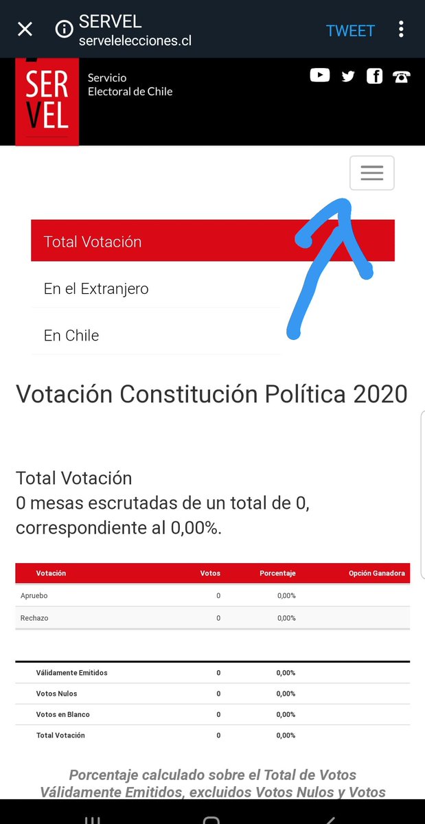 NicoChiessa's tweet photo. ¿Cómo veo si mi mesa está constituida?

Ingresa a -> https://t.co/qFK20xoteO
1: Menú (foto 1)
2: Constitución de mesas (foto 2)
3: En Chile (foto 3)
4: Rellena con datos (no son necesarios todos): Región -> Comuna -> Circ. Electoral -> Local -> Mesa

#Plebiscito2020 https://t.co/M0qMYNakxn