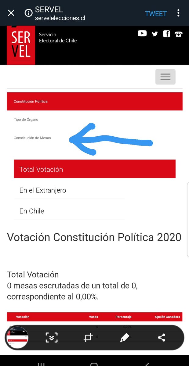 NicoChiessa's tweet photo. ¿Cómo veo si mi mesa está constituida?

Ingresa a -> https://t.co/qFK20xoteO
1: Menú (foto 1)
2: Constitución de mesas (foto 2)
3: En Chile (foto 3)
4: Rellena con datos (no son necesarios todos): Región -> Comuna -> Circ. Electoral -> Local -> Mesa

#Plebiscito2020 https://t.co/M0qMYNakxn