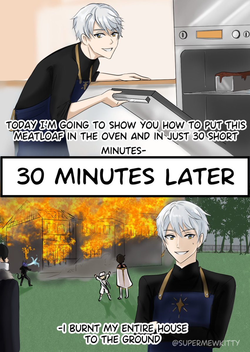 Solomon's cooking is getting out of hand! 🔥🔥🔥

For the last Solomon Saturday of #obeytober 

<a href="/wrongobeyme/">incorrect obey me!</a> <a href="/Correctobeyme/">✦Incorrect Obey Me!✦</a> #obeyme #obeymesolomon #obeymefanart #obeymemasters