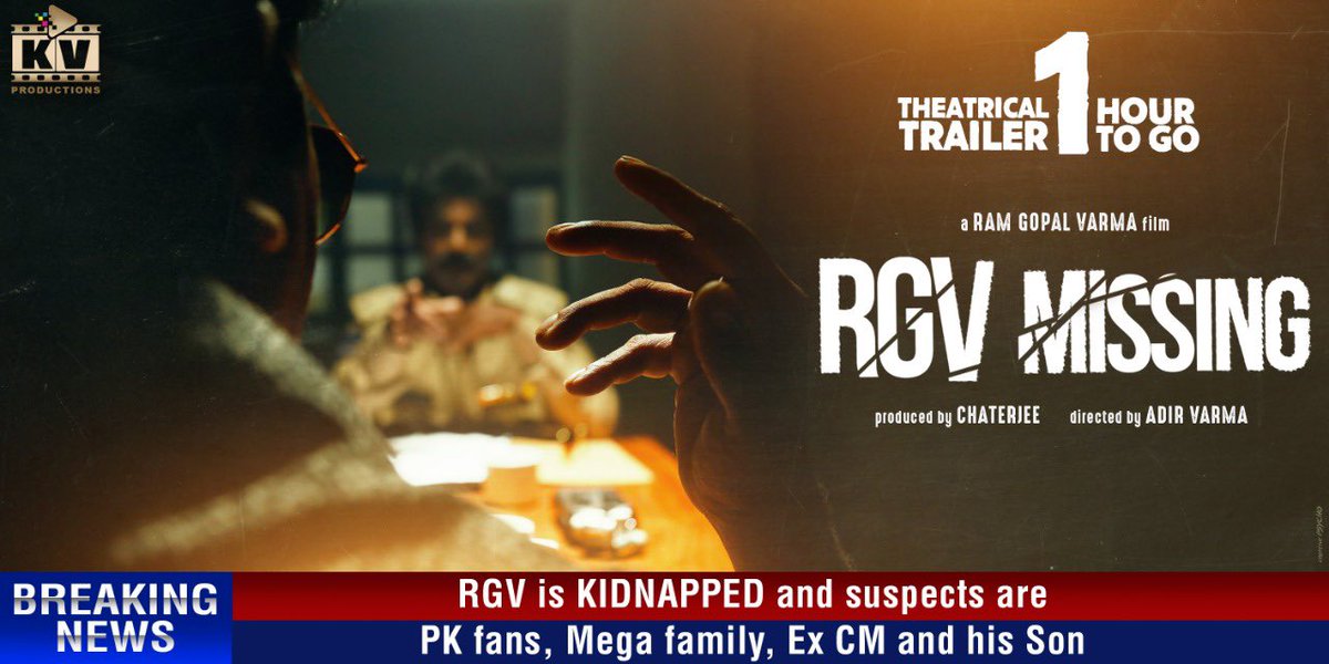 RGVzoomin's tweet photo. RGV MISSING trailer out in 1 hour at 11 Am #RgvMissing https://t.co/AIdFXLGnUo