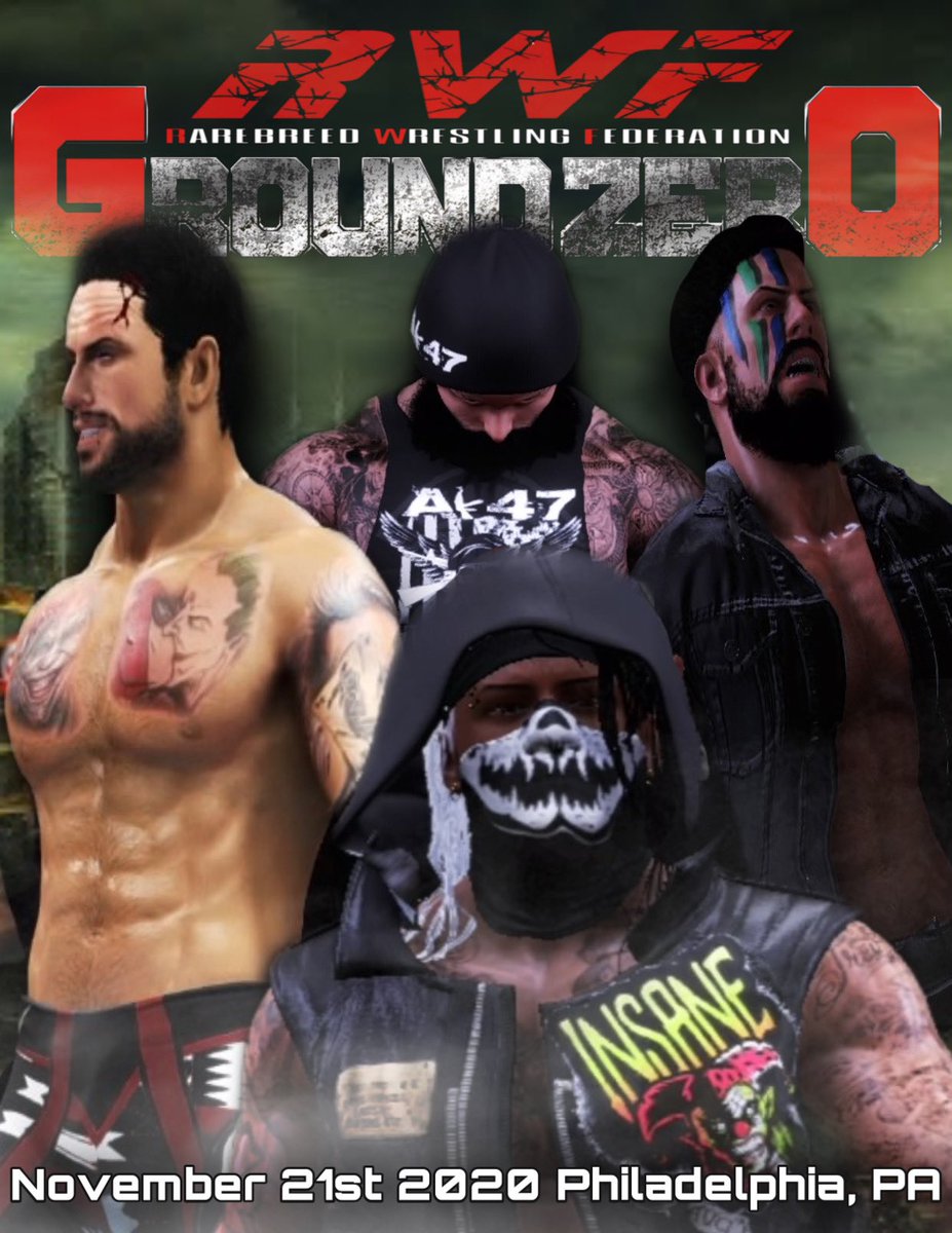 RWFFightClub's tweet photo. RWF Ground Zero PPV Nov 21st Philadelphia, PA Who will be left standing as RWF Undisputed Champ @killswitch_joe Defends his title against @Ak47SpikeAdams @BryanArmstrongg &amp; @BlkRose_6  Fatal Four Way Street Fight!!! More matches will be announced https://t.co/wWuVcBluOU