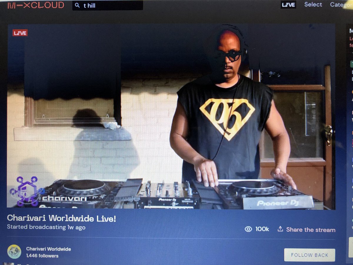 Join the party at mixcloud.com/live/charivari… Eddie Fowlkes has over 100k viewers and counting. You coming?