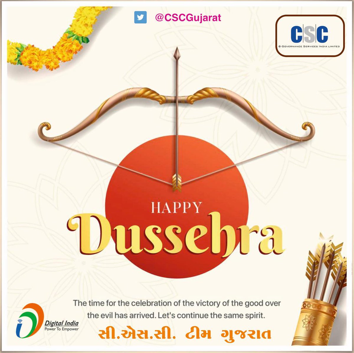 CSCGujarat's tweet photo. CSC wishes Happy Dussehra to all.
@dintya15 @rsprasad https://t.co/7oorhREEI0