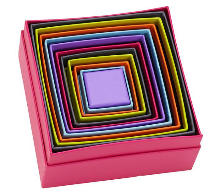 PISCES: colorblock nested boxes. why do you even need these? you'll probably think of a way to make these into a thoughtful and creative gift contianer for virgo who will repurpose them, which is the true gift. you get it.  https://www.containerstore.com/s/gift-packaging/gift-boxes/colorblock-nested-boxes/12d?productId=10033305
