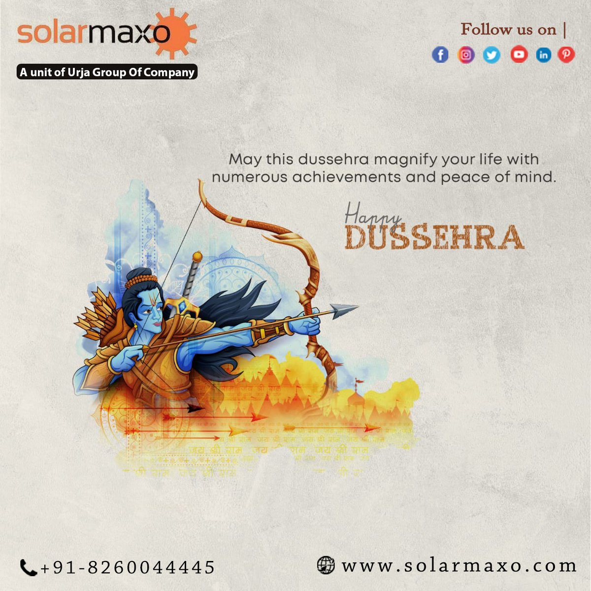 solarmaxo's tweet photo. May this auspicious occasion light up your life with happiness🙂, joy and prosperity.👍

🌺Happy Dussehra🌸

#dussehra #dussehra2020 #dussehraspecial #dussehracelebration #dussehrawishes #dussehragreetings #durgapuja #vijayadashami  #solarmaxo https://t.co/khlLSvRa8w