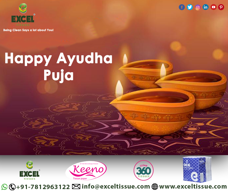 ExcelTissue's tweet photo. Let's celebrate this colourful triumph of good over evil! 
Excel Tissue wishes everyone a very happy, safe and prosperous Dussehra and Ayudha Pooja. 
#Dussehra #AyudhaPooja #GoodoverEvil #Prosperity #ExcelTissue https://t.co/Khi9qH4TxO