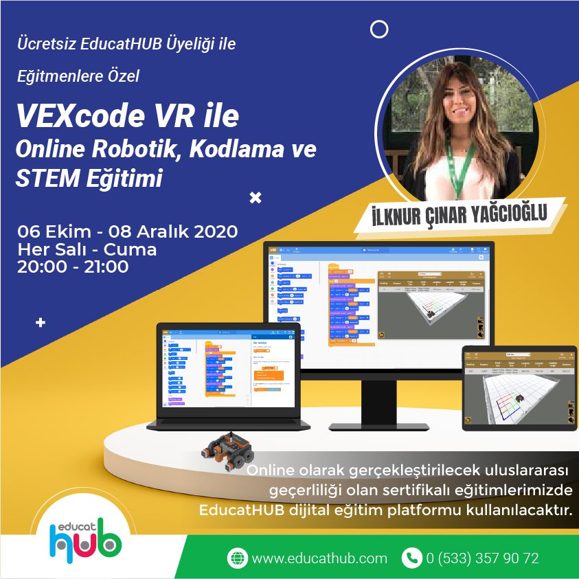 #VEXRobotics müfredatları mentör eğitimleriyle okullarla buluşuyor. Bu hafta 3 mentör eğitimi açtık. Toplam 640 ilkokul,ortaokul ve lise öğretmeni #educatHUB platformu üzerinden eğitimlere başladı ve öğrencilerini educatHUB’a dahil edip turnuvalara hazırlanmaya başladı.