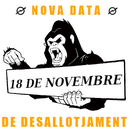 LaEngorilada's tweet photo. ⚠️ENS HA ARRIBAT NOVA DATA DE DESALLOTJAMENT!⚠️

     ↘️↘️↘️⬇️⬇️⬇️↙️↙️↙️
💥🗓️18 DE NOVEMBRE🗓️💥 
     ↗️↗️↗️⬆️⬆️⬆️↖️↖️↖️

Defensem l'Engorilada👊👊

🦍🍃RESISTIM A LA JUNGLA D'ASFALT🧱💥🔨 https://t.co/33cAs4RijZ